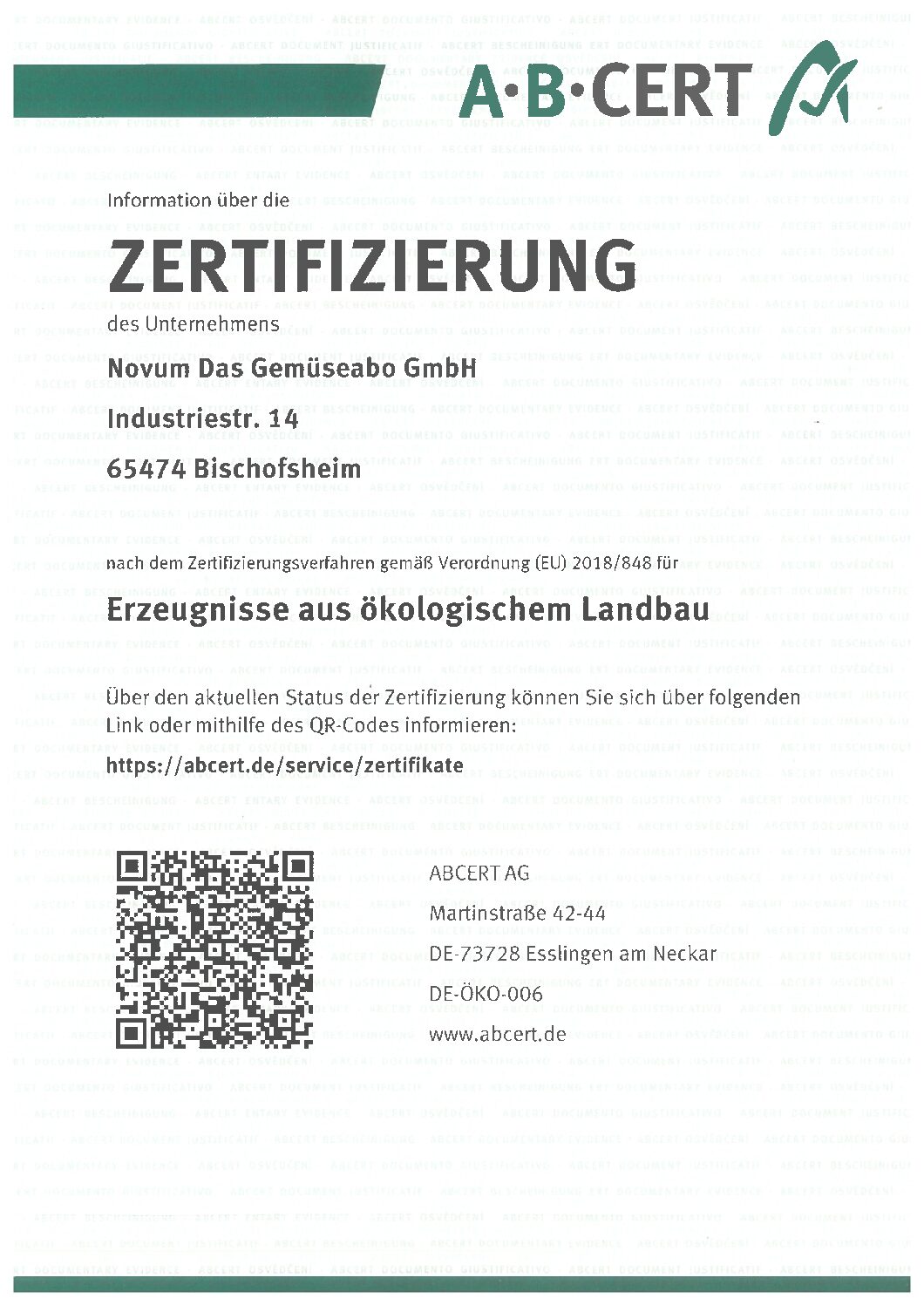 Zertifizierung Zertifizierung